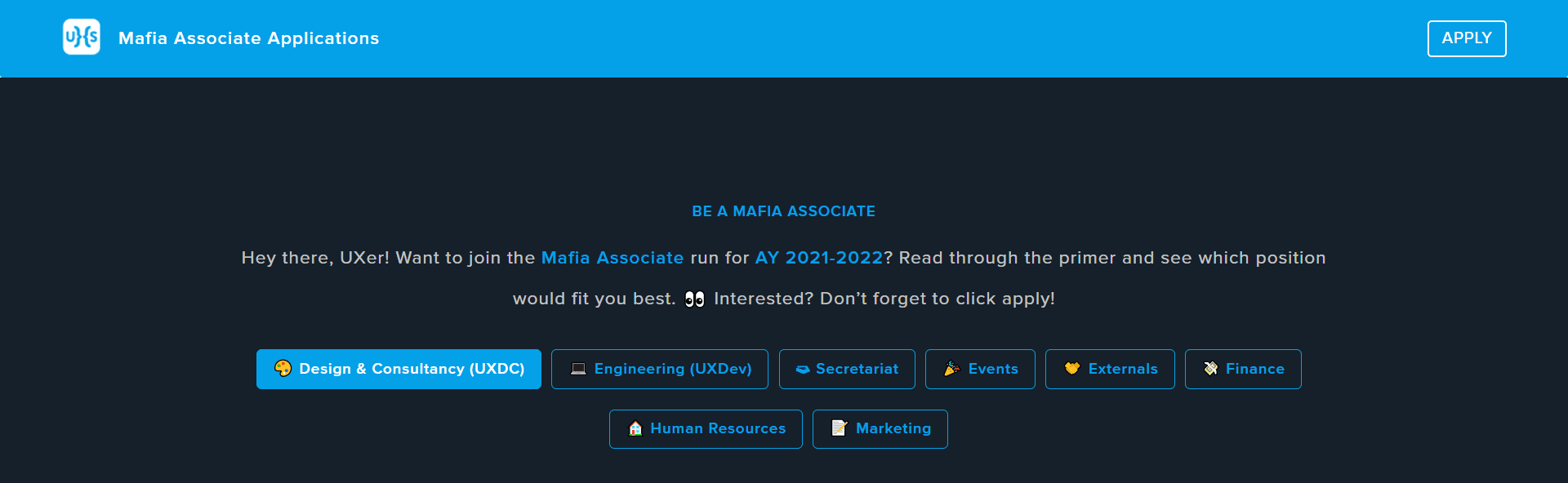 UXSoc Applications Website